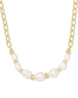 Demi Gold Chain Necklace In White Baroque Pearl | Kendra Scott