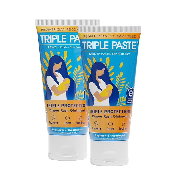 Triple Paste Diaper Rash Cream for Baby, 3 Oz (Pack of 2), Zinc Oxide Ointment Treats, Soothes & ... | Amazon (US)
