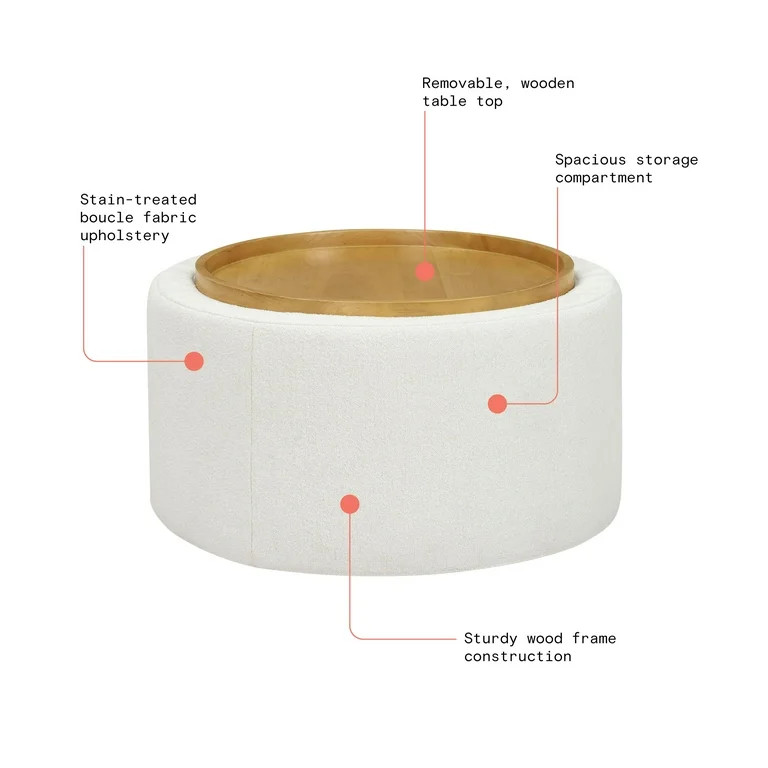 Beautiful Drew Stowaway Coffee Table with Storage by Drew Barrymore, Cream | Walmart (US)