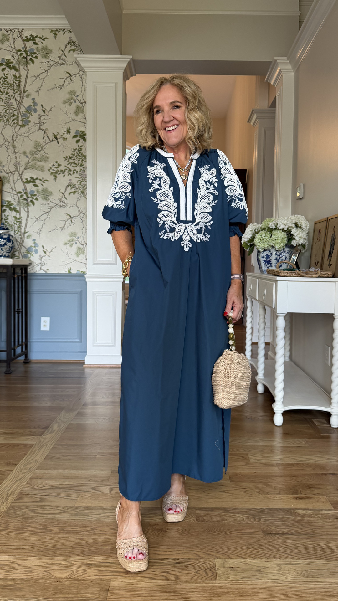 This embroidered maxi dress is one of those effortless pieces that makes getting dressed easy. A timeless dress you'll reach for again and again throughout the season. 🫶🏻 

 #LTKootd #LTKSeasonal #LTKOver40