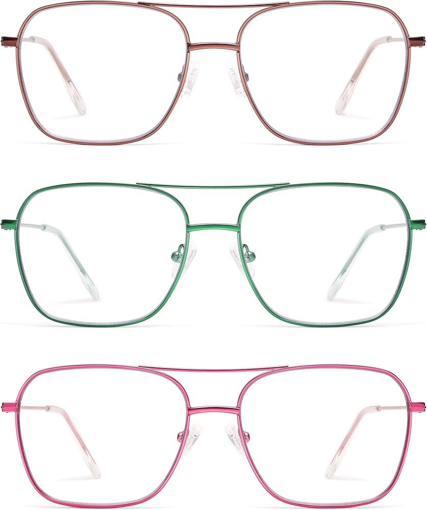 AMOMOMA Retro Reading Glasses for Women Men Aviator Square Blue Light Computer Womens Reader 1.50... | Amazon (US)