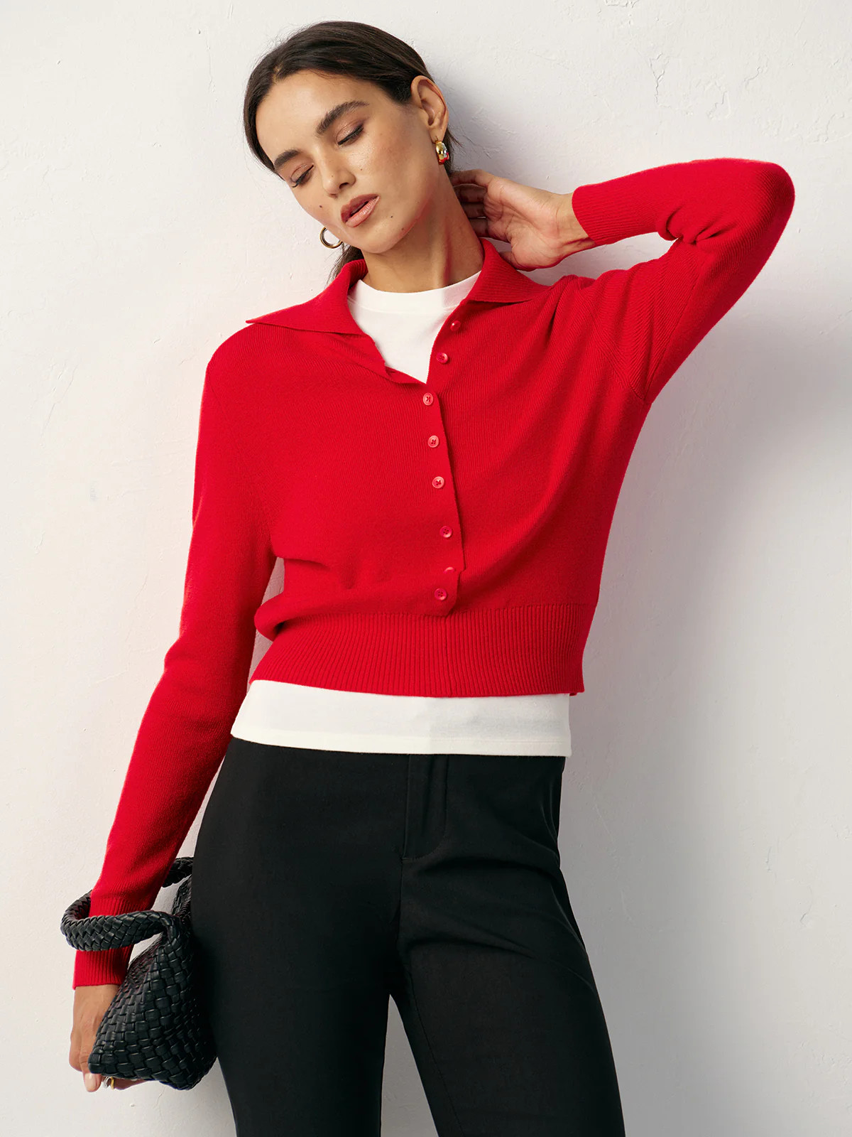 Knit Button Front Collared Top | Commense