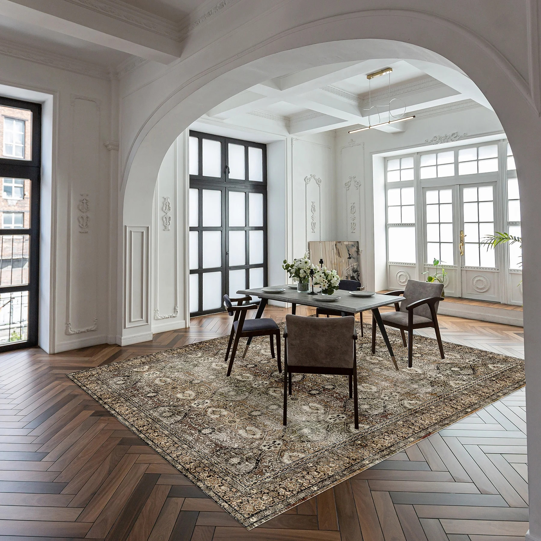 Korhani Dona Brown Washable Indoor Area Rug, 6'x8', Designed for All Life Stages | Walmart (CA)