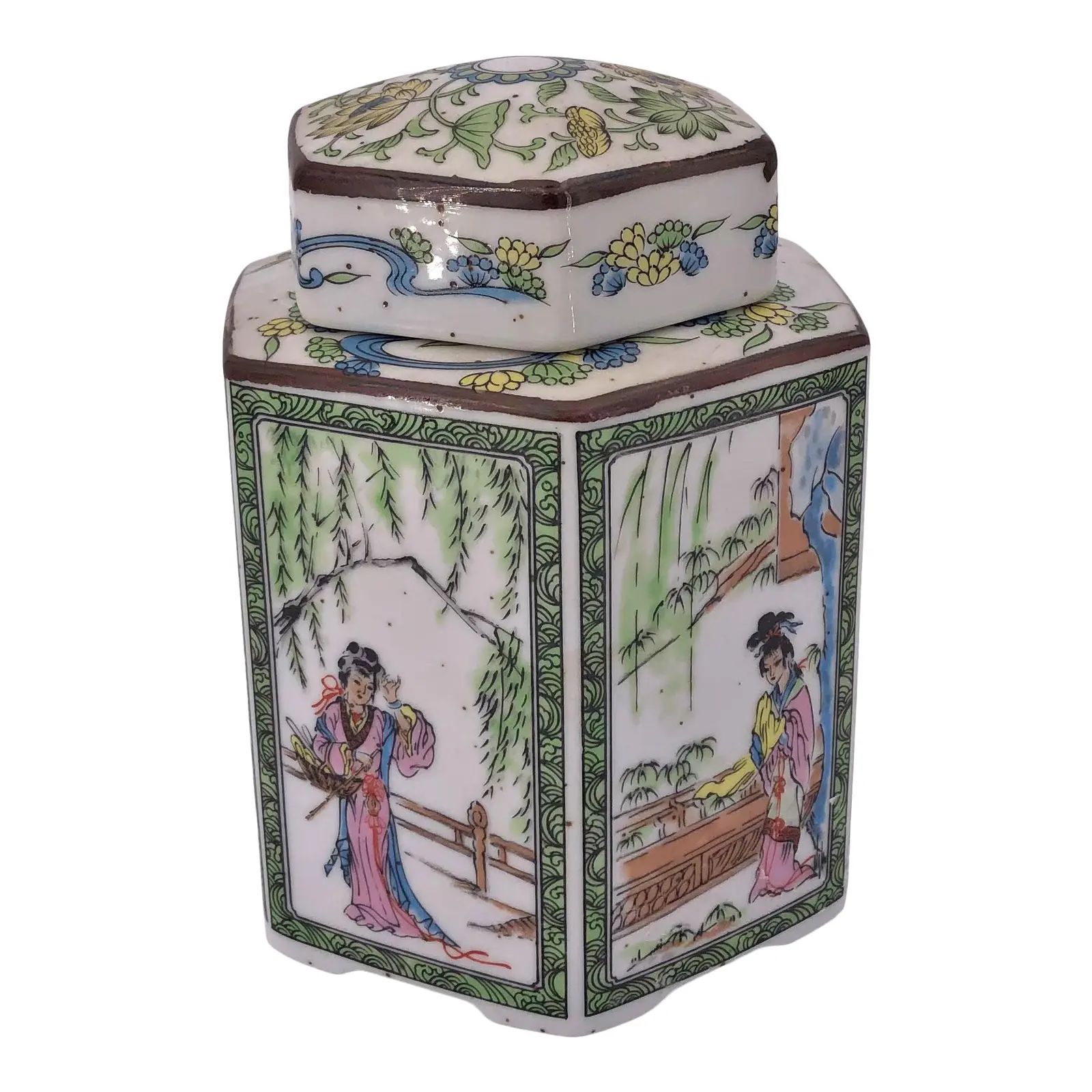 Ginger Jar With Lid Pink Famille 1940s | Chairish