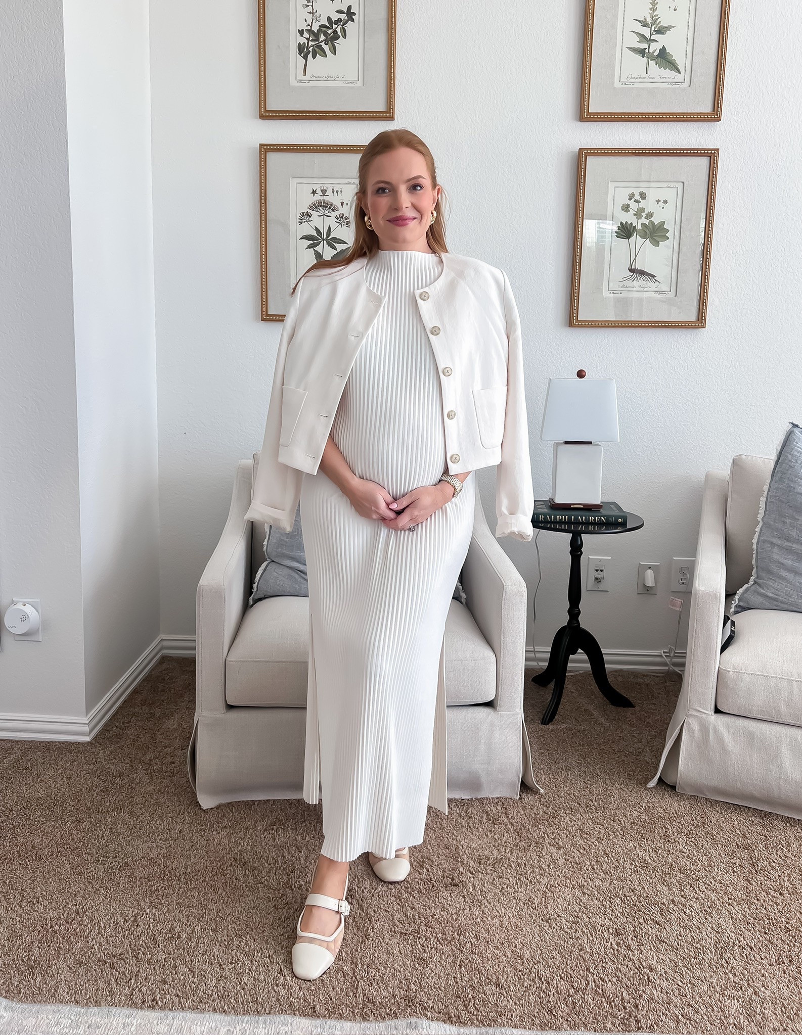 This white on white look is so chic for spring. 🤍 This gorgeous knit sweater dress is so flattering and perfect whether you’re pregnant or not. I love that I can style this look for brunch or for the office! 

#LTKSeasonal #LTKBump #LTKStyleTip