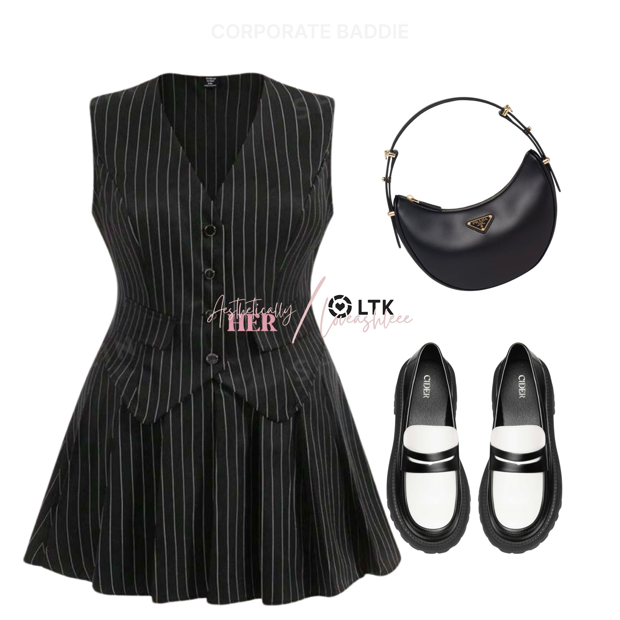 Cute and playful school or work look. Pleated skirt, vest co-ord. Black and white striped. Preppy

#LTKWorkwear #LTKBacktoSchool #LTKPlusSize