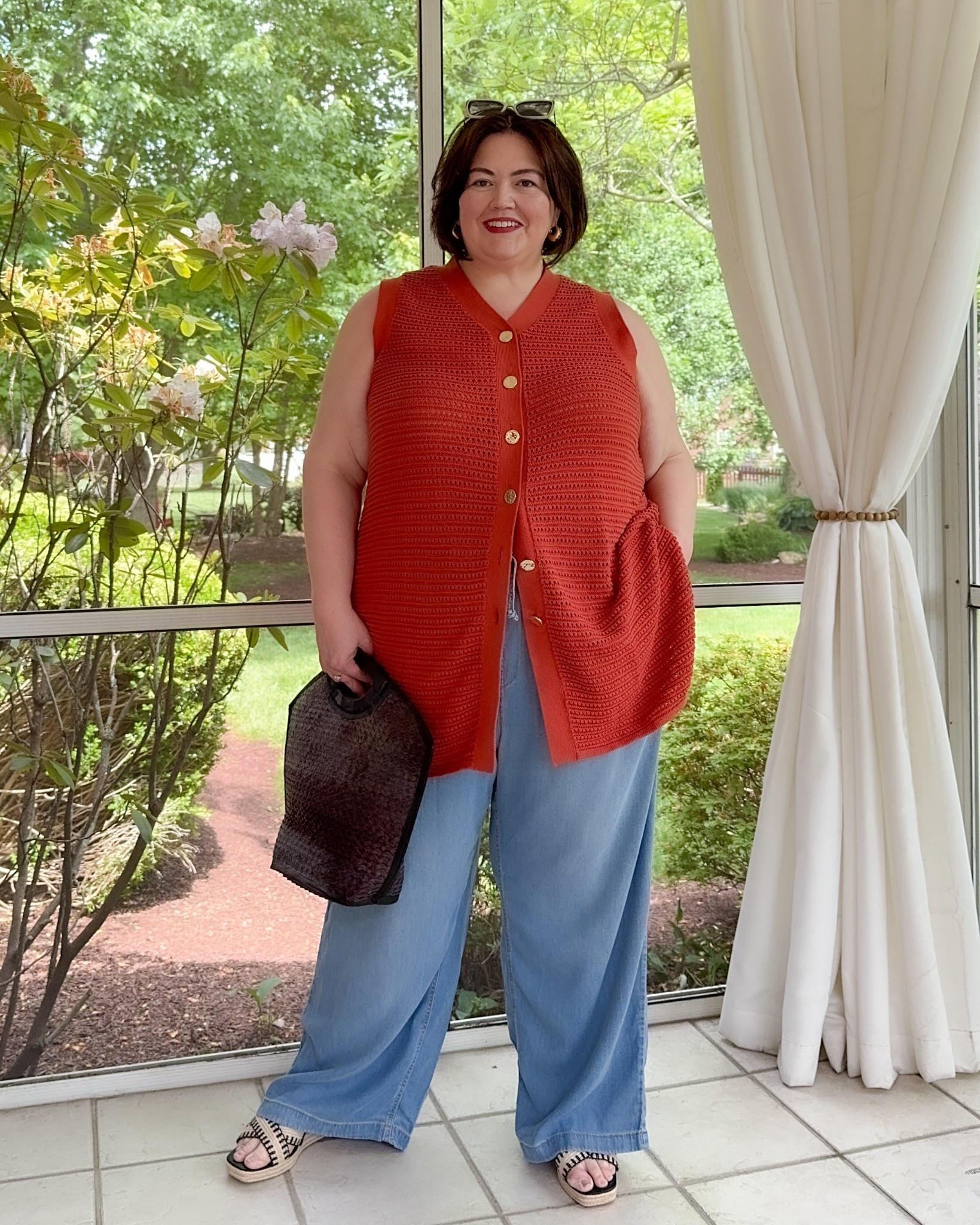 Summer sweater vest and ultra comfy chambray pants plus size 14-28

#LTKOver40 #LTKPlusSize