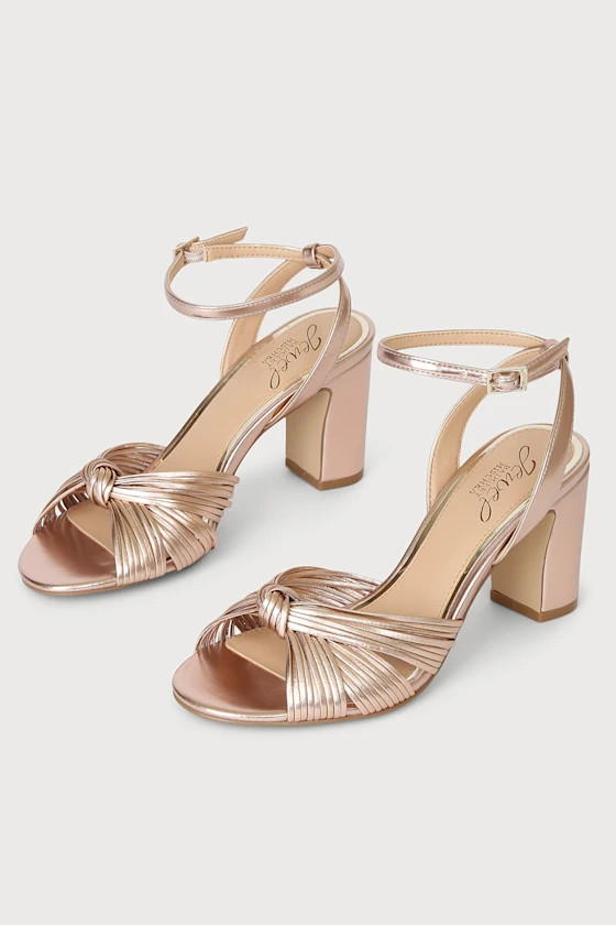 Christen Metallic Rose Gold Leather Knotted High Heel Sandal | Lulus (US)