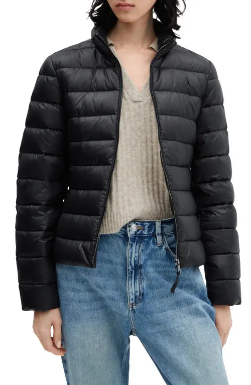 MANGO Water Repellent Quilted Down Coat in Black at Nordstrom, Size Medium | Nordstrom