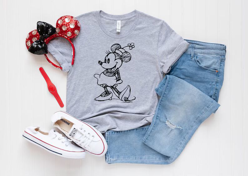 Mickey Sketch Disney Shirts, Mickey Ears Shirt, Toddler Birthday Shirt, Disney Gift for Kids, Dis... | Etsy (US)