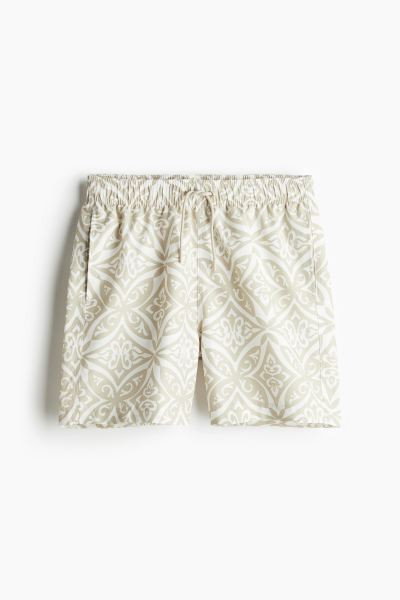 Patterned Swim Shorts - Regular waist - Beige/patterned - Men | H&M US | H&M (US + CA)