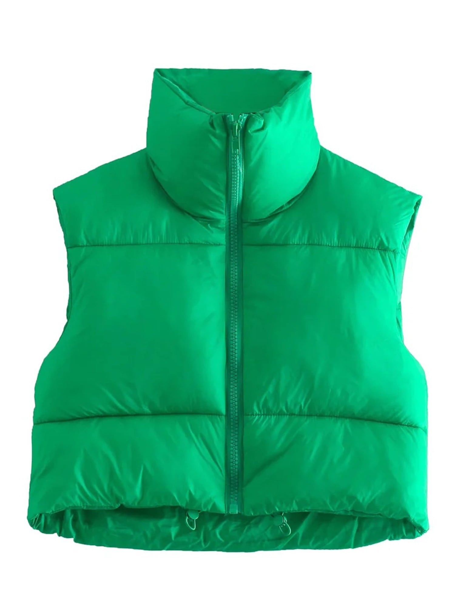 Woshilaocai Women Zip Up Waistcoat Stand Collar Sleeveless Cropped Puffer Lightweight Vest Winter... | Walmart (US)