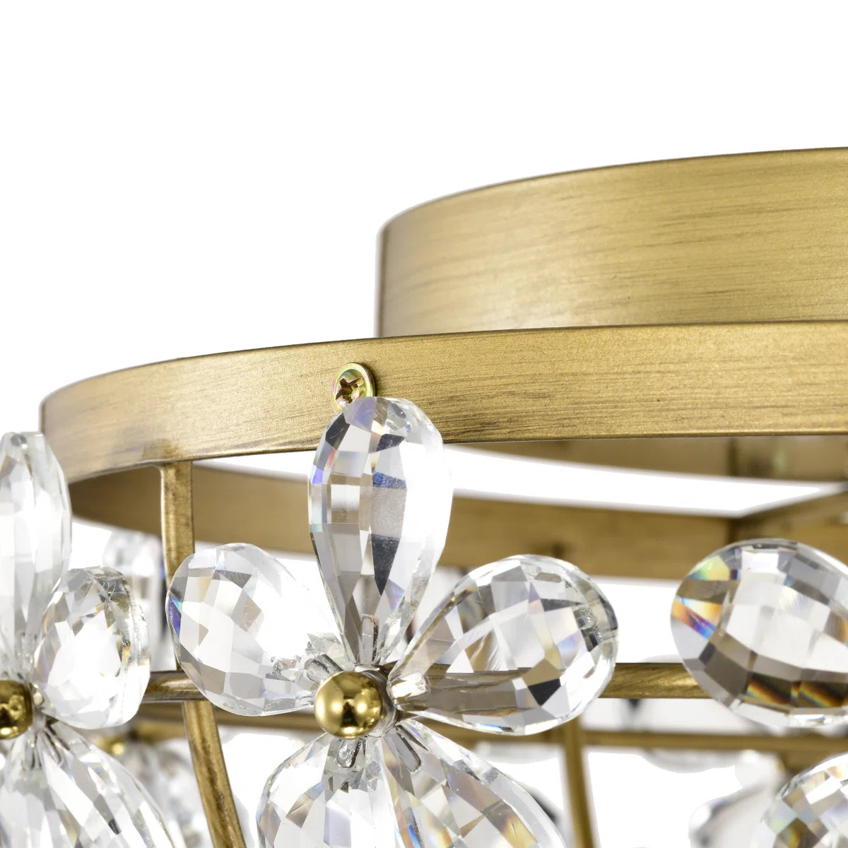 House of Hampton® Rosa 3-Light Brushed Brass Glam Daisy Flower Crystal Blossom Flush Mount | Way... | Wayfair North America