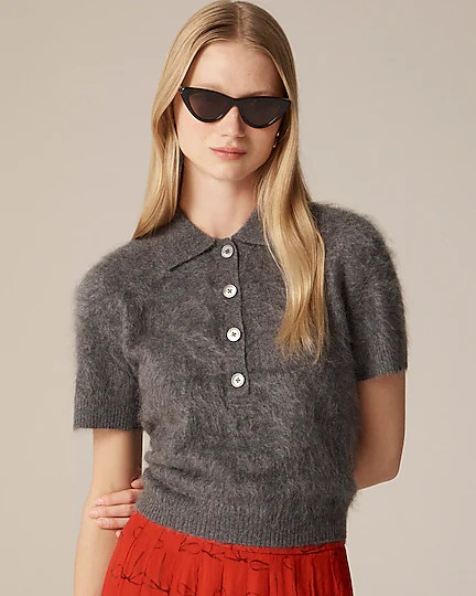 Brushed cashmere short-sleeve sweater-polo | J. Crew US