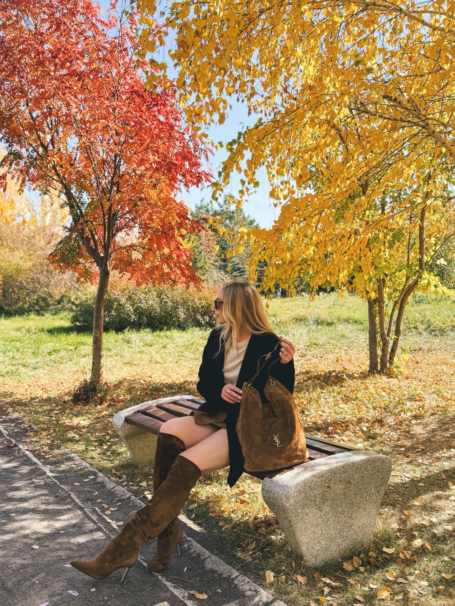 Suede blazer with suede mini skirt and tall cognac suede boots fall outfit

#LTKSeasonal #LTKOver40 #LTKSaleAlert