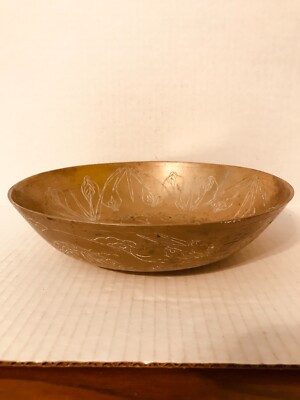 VINTAGE CHINESE LARGE HEAVY BRASS BOWL WITH ETCHED DRAGONS AND FLORAL 10" DIA. | eBay US