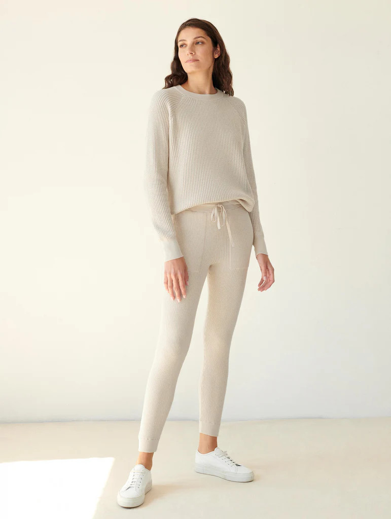 Cotton Silk Waffle Jogger | White and Warren
