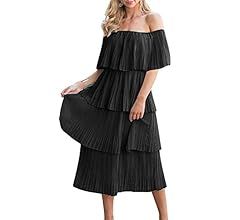 ETCYY Women's Off The Shoulder Ruffles Summer Loose Casual Chiffon Long Party Beach Maxi Dress … | Amazon (CA)