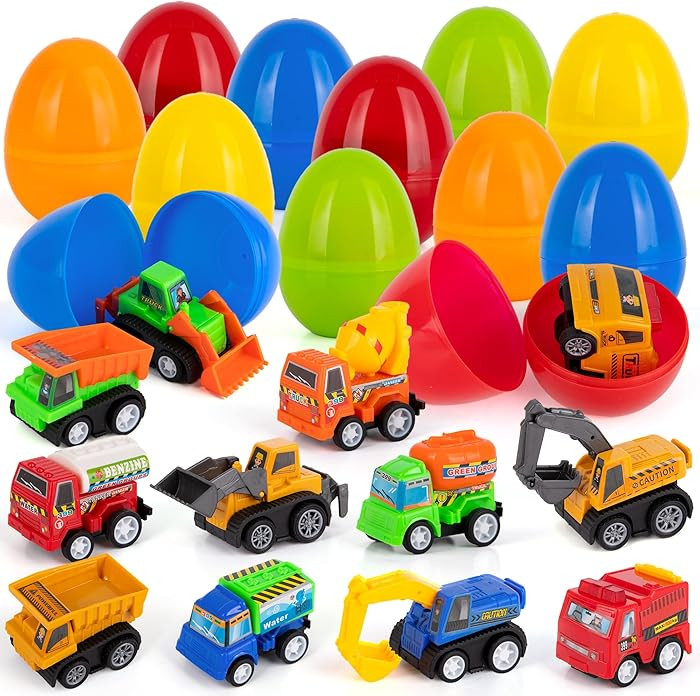 ArtCreativity Pre Filled Easter Eggs with Plastic Vehicles Inside - 12 Colorful Surprise Eggs for... | Amazon (US)