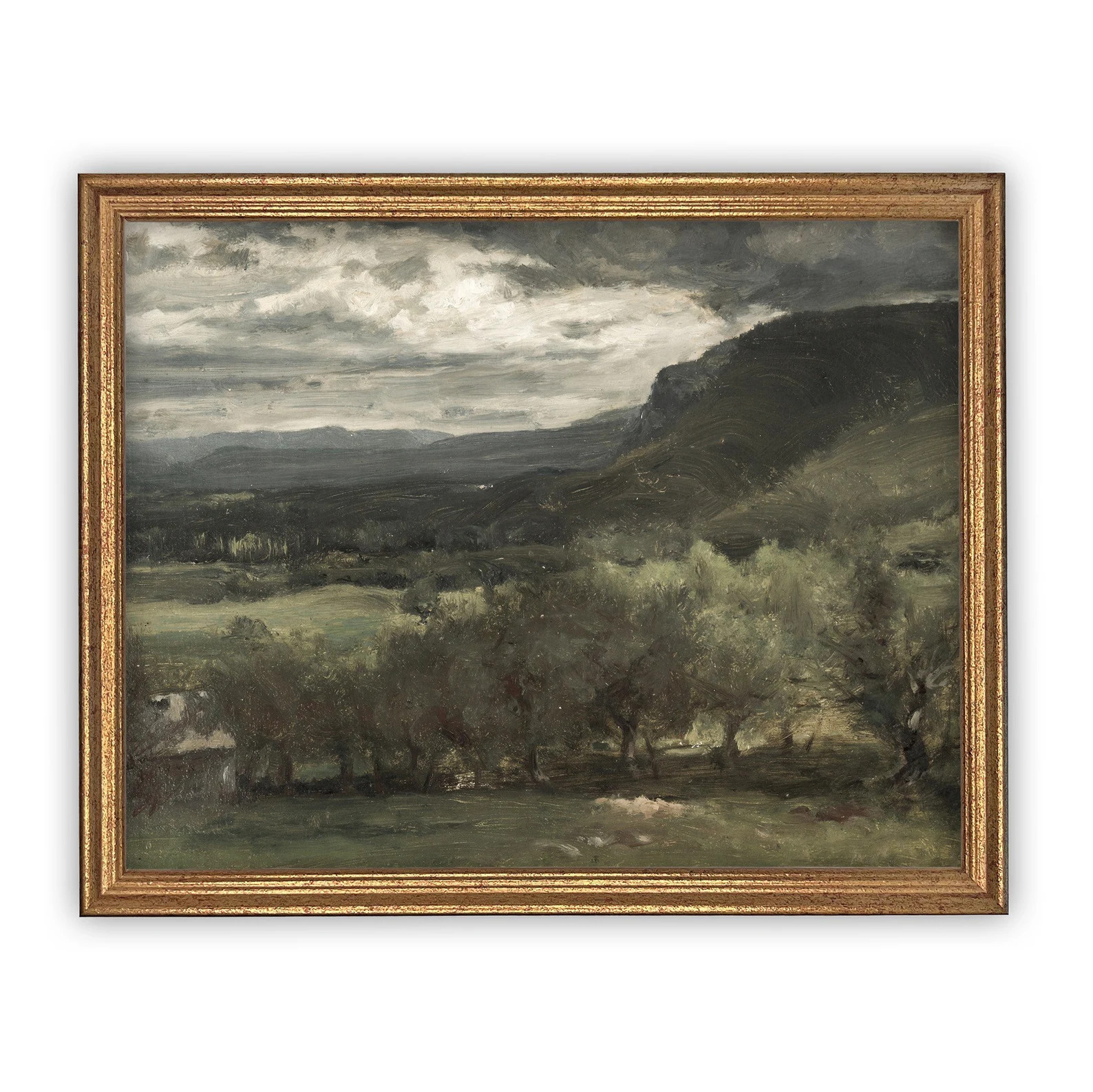 Framed Vintage Canvas Print: Green Pasture Landscape Art | Etsy (Global)