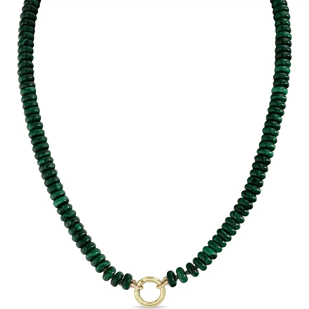 Zoë Chicco Beaded Malachite Pendant Necklace in 14K Yellow Gold at Nordstrom, Size 18 | Nordstrom