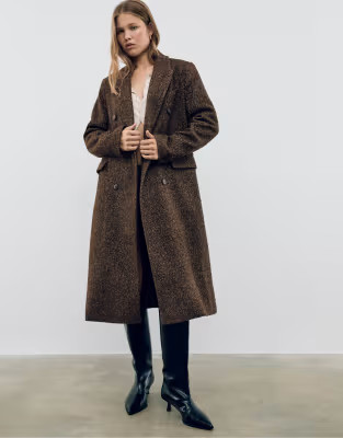Stradivarius Oversize herringbone coat in caramel | ASOS (Global)