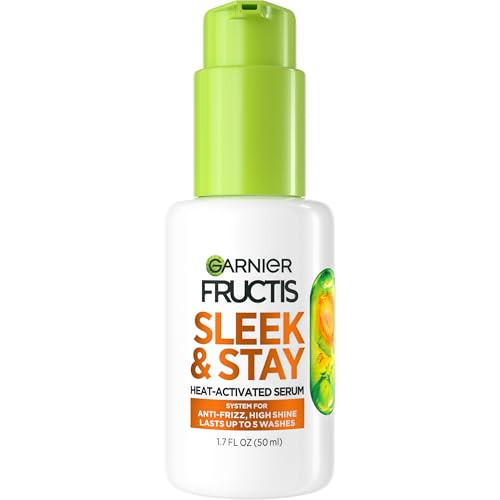 Garnier Fructis Sleek and Shine Sleek and Stay Hair Serum for Frizzy, Dry Hair, Heat Protectant Formulated with Alpha Silane, 1.7 Fl Oz | Amazon (US)