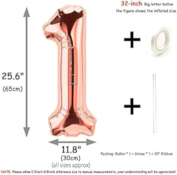 Rose Gold Number Balloons 32 Inch Giant Jumbo Helium Mylar Foil Mylar for Party Decorations, Part... | Amazon (US)