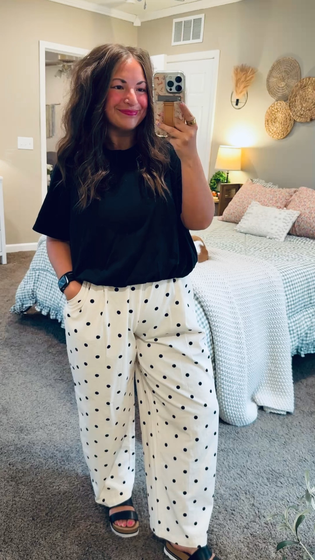 A little playful, a little chic ✨ Loving these polka dot pants for an easy statement look that still feels effortless for everyday wear!

sandals: fit true to size // wearing a 5
pants: fit true to size // wearing a large
bubble tee: fits true to size // wearing a large 

 #LTKootd #LTKMidsize #LTKWorkwear