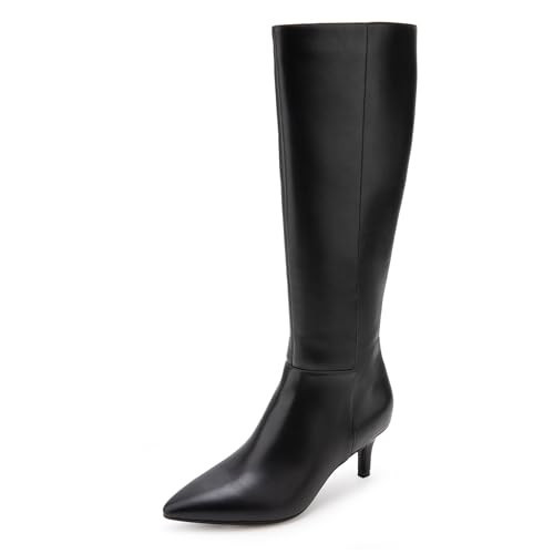 Aerosoles Women's EPIC Kitten Heel Tall Boots, Black Faux Leather, 5.5M | Amazon (US)