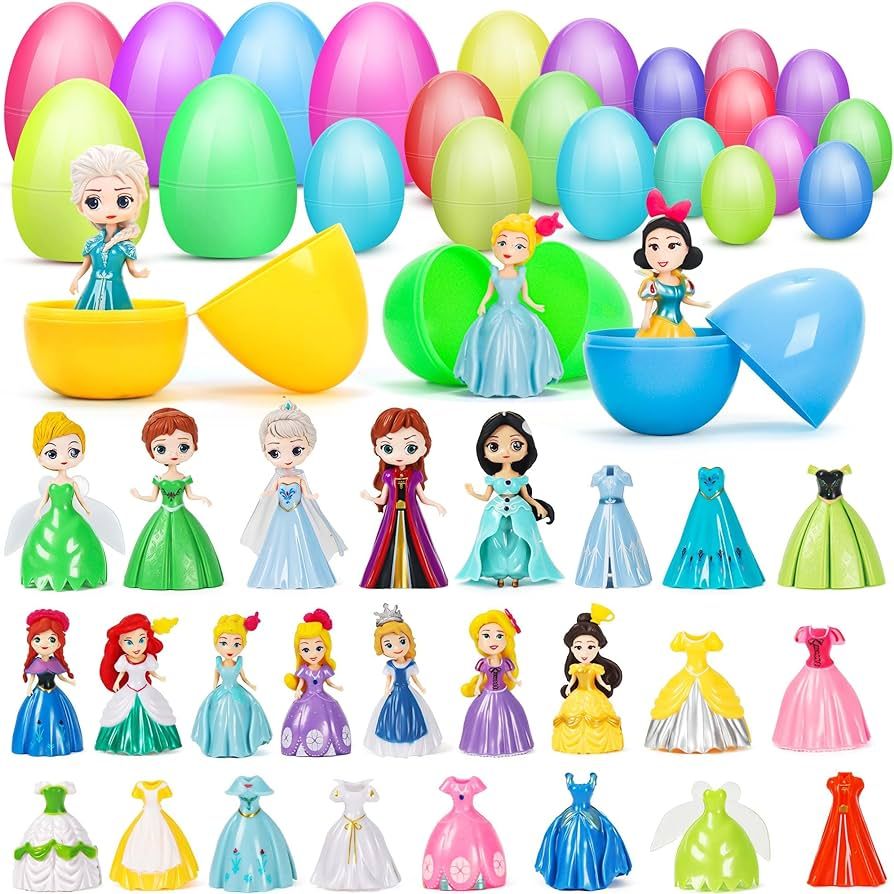 Prefilled Easter Eggs with Toy - 14Pcs Princess Jumbo Deformation Toy 24Pcs Dress up Skirt 24Pack... | Amazon (US)