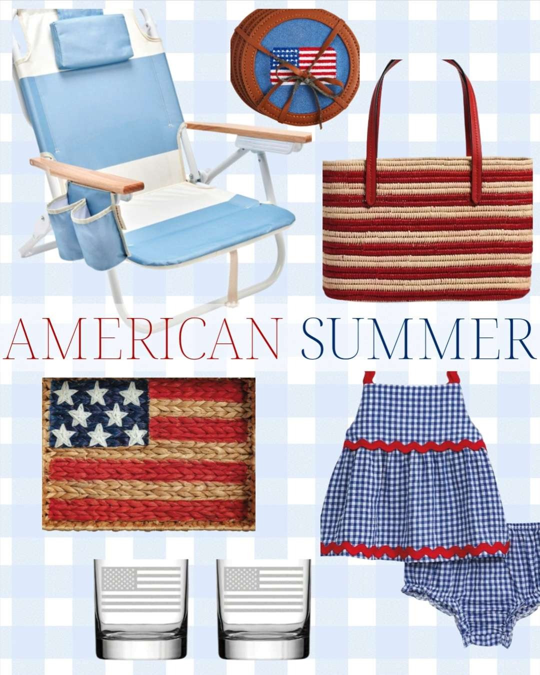 beach chair | american flag glasses | raffia bag | woven pool bag | preppy kids | father's day gift | preppy style | classic style | americana | gingham outfit 

 #LTKSeasonal #LTKHome #LTKKids