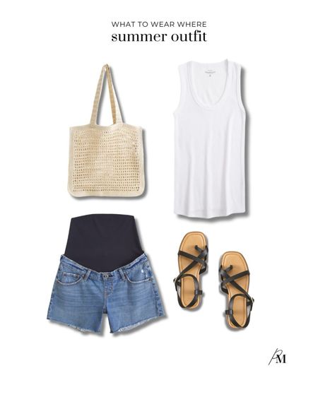 Maternity summer outfit idea from Abercrombie. I love these denim shorts and and classic white tank top. 

#LTKSeasonal #LTKStyleTip #LTKBeauty