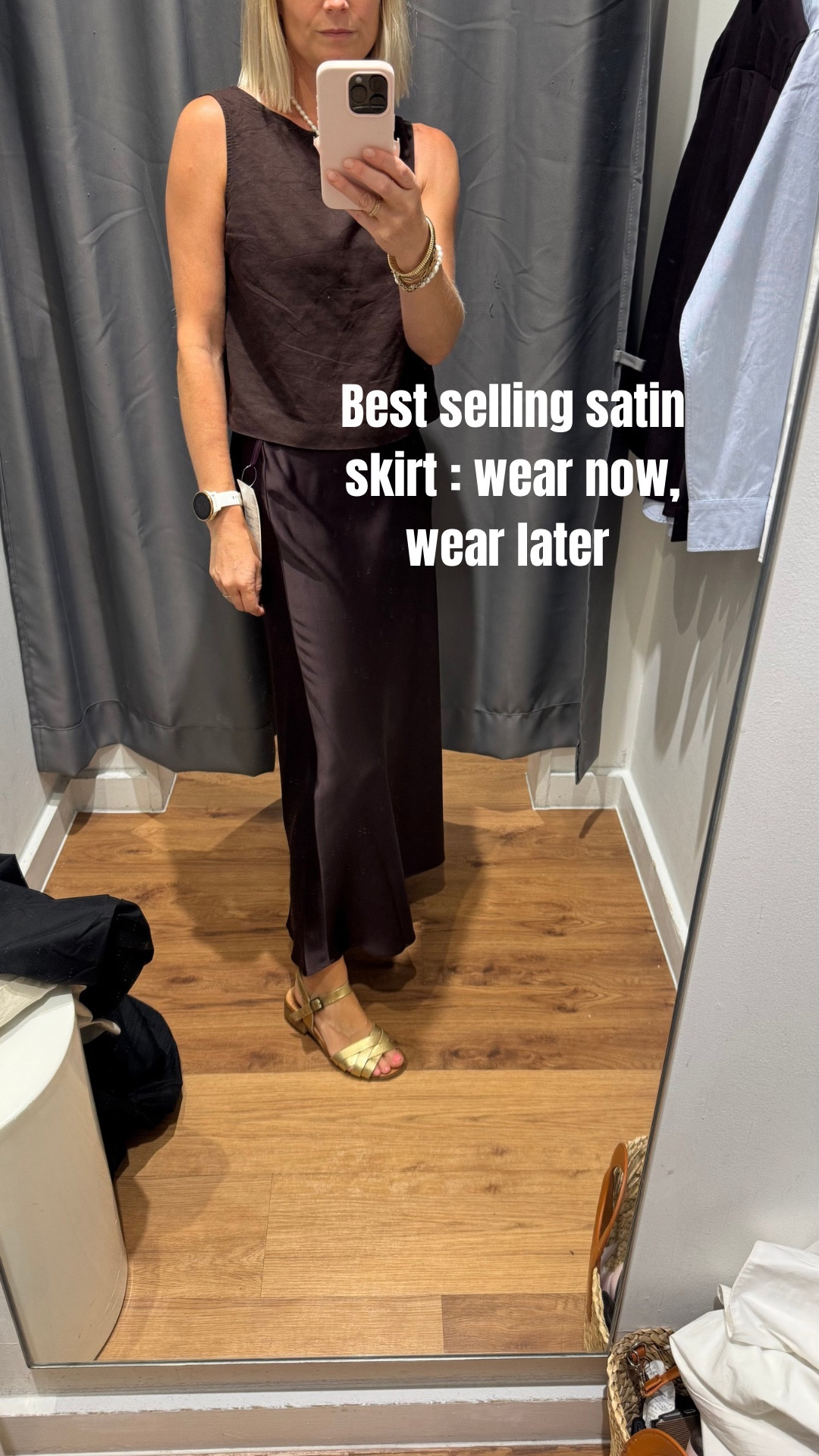 This satin skirt is a best seller and a style I buy on repeat for clients because unlike most satin skirts it’s cut differently so is more A line and has more material through it meaning it doesn’t cling. 

This means it works for curvier lower bodies ie pear shapes. 

Also has a removable slip you can add to create a smoother line. 

Comes in lots of colours. This is the wine. 

Ideal for wearing now with a vest top or tee but great in the autumn and  winter with knits. 

At this point in the season buying  pieces that can transition through the seasons is sensible shopping! 

Wearing xs but would probably want XXS 

Excellent quality for the price tag  

#LTKuk #LTKsummer #LTKeurope