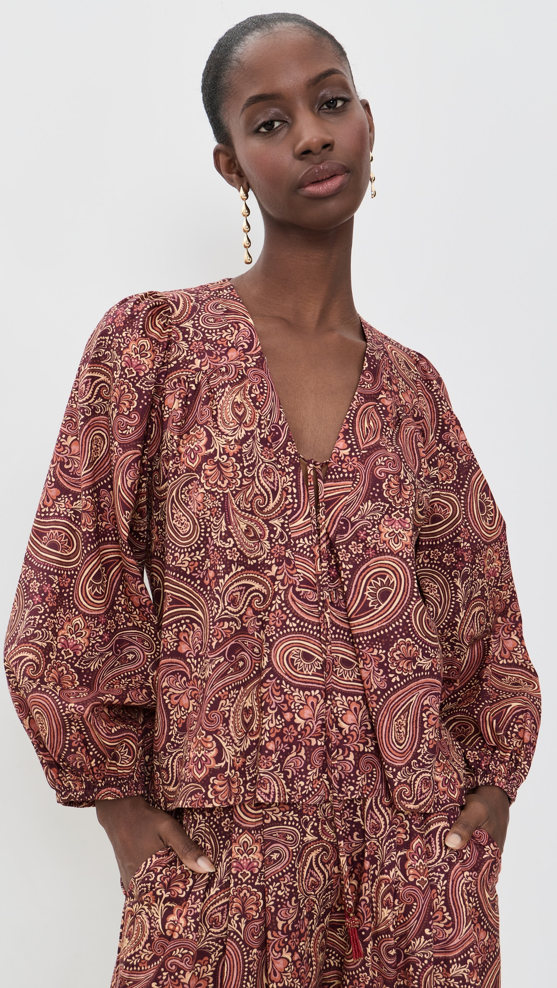 Dress To Noite V Neck Blouse Noite Print S | Shopbop