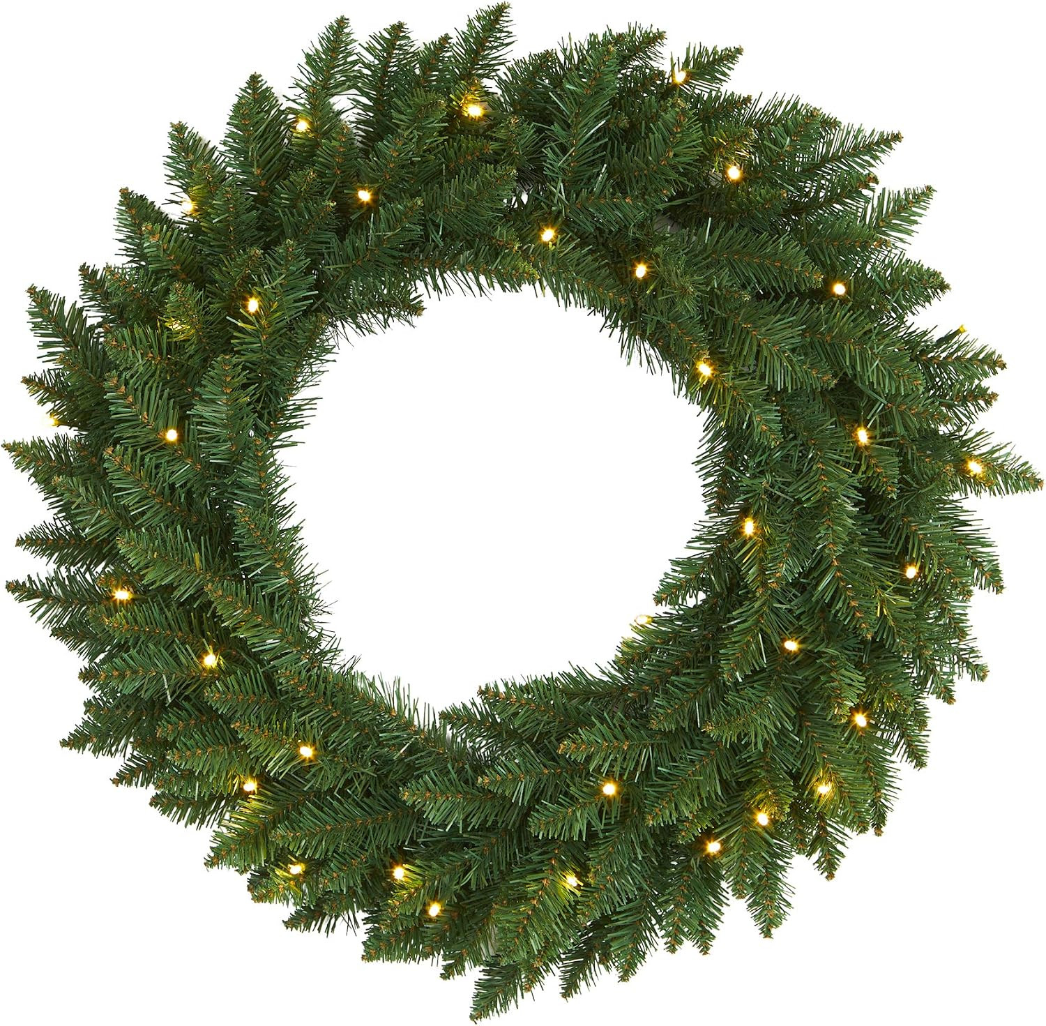 Nearly Natural 24in. Green Pine Artificial Christmas Wreath with 35 Clear LED Lights | Amazon (US)