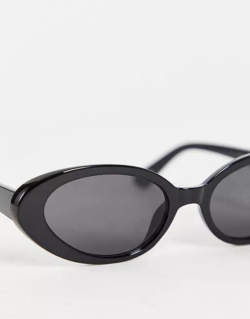NA-KD oval retro sunglasses in black | ASOS (Global)