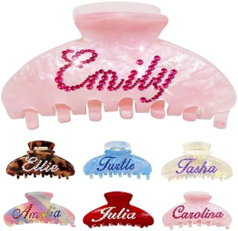Personalized Colorful Name Hair Claw Clips for Women,Custom Hair Clips with Diamond,Cute Hair Acc... | Amazon (US)
