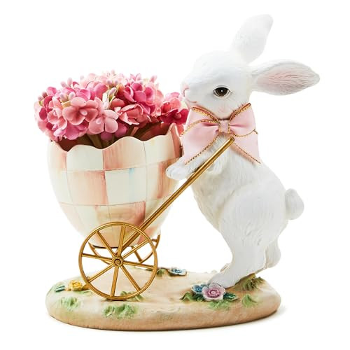 MACKENZIE-CHILDS Bunny Egg Cart Figurine, Resin Spring and Easter Bunny Decor, Rosy Meadow | Amazon (US)