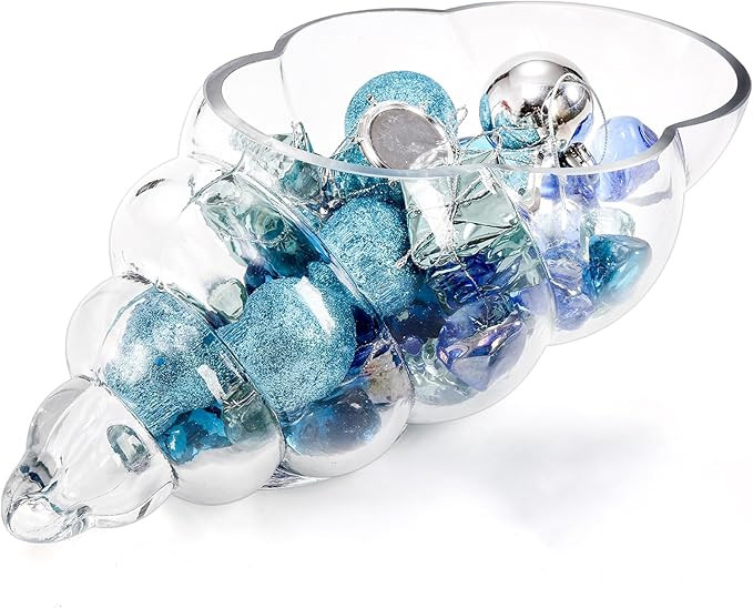 TOPZEA Glass Shell Vase, 11 Inch Clear Potpourri Holder Seashell Display Container Decorative Cen... | Amazon (US)