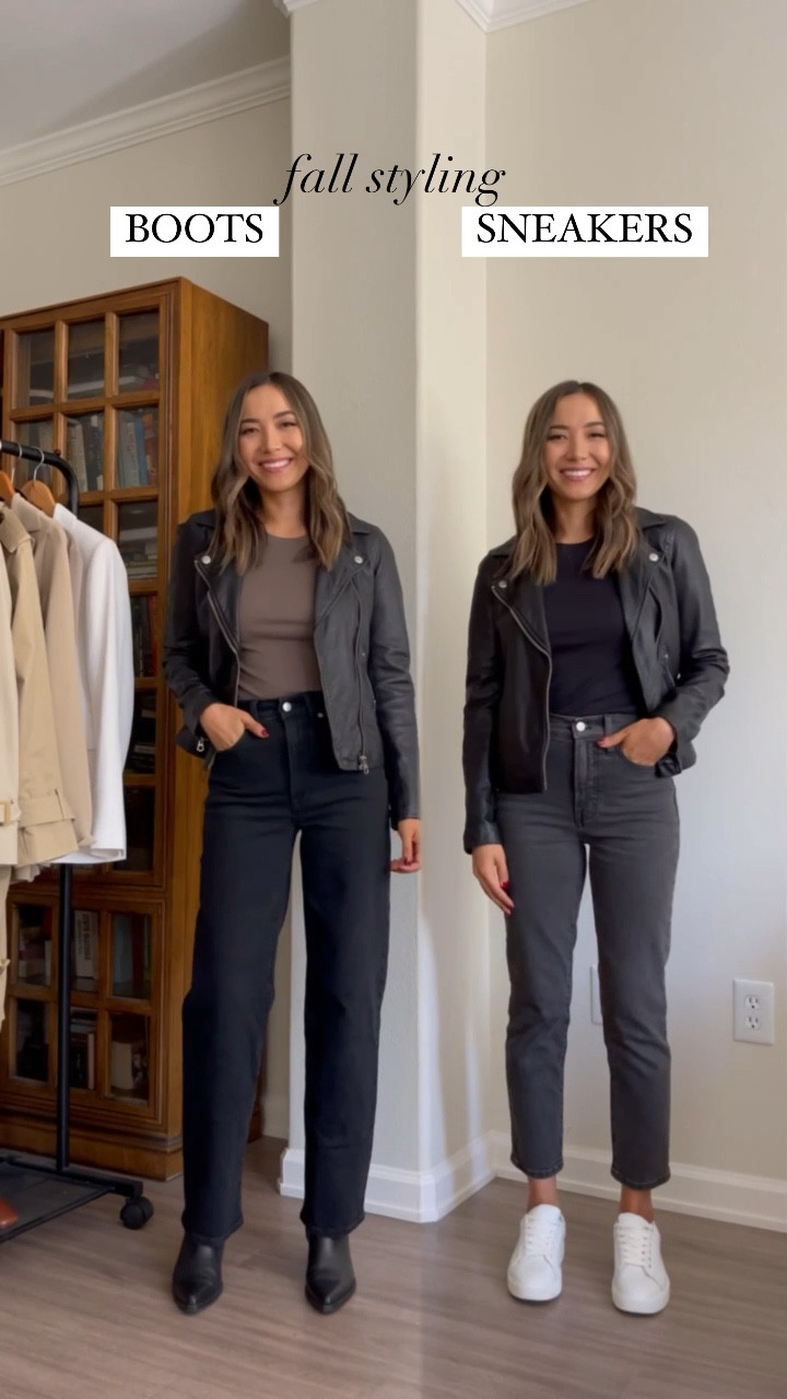 Styling boots vs sneakers for fall 

• Madewell moto jacket on sale for Madewell Insider Event 
• Madewell vintage wide-leg jeans, I almost always size down in Madewell jeans 
• linked similar long sleeve tops

Fall casual outfit / transitional summer to fall 

#LTKstyletip #LTKsalealert #LTKSeasonal