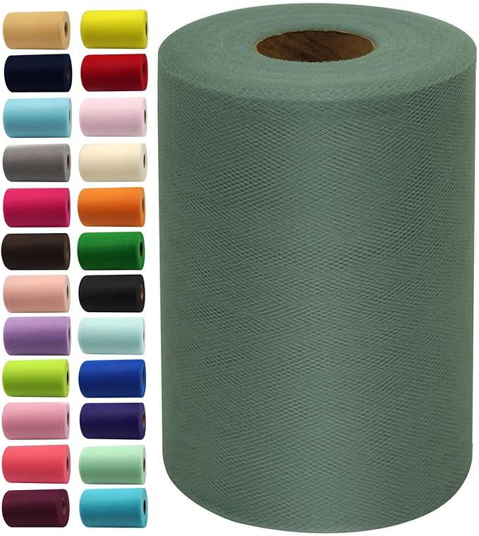 Sage Green Tulle Fabric Rolls 6 Inch by 100 Yards (300 feet) Fabric Spool Tulle Ribbon for DIY Tu... | Amazon (US)