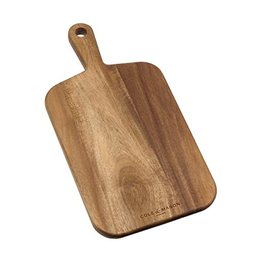 Cole & Mason Barkway Small Chopping Board with Handle, Acacia Wood, Double Sided Wooden Board/Cutting Board/Serving Board, (L) 420 mm x (W) 210 mm x (D) 20 mm, Not Suitable for The Dishwasher | Amazon (UK)