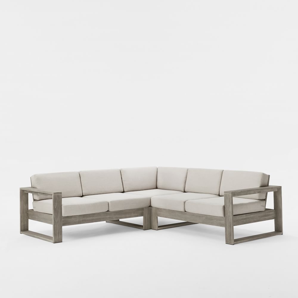 Portside Set 3: Weathered Gray L-Shaped 3 Piece Sectional | West Elm (US)