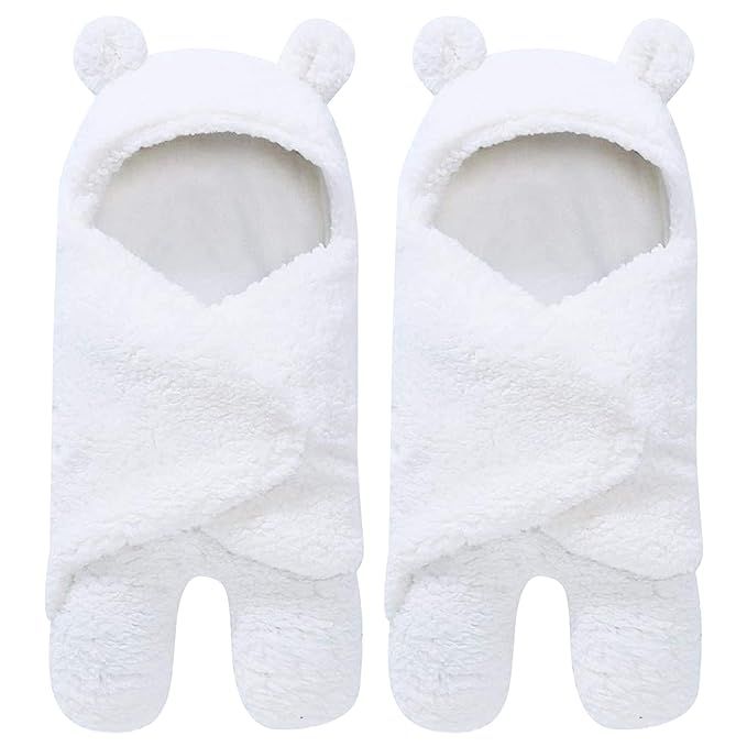2 Pack Sherpa Baby Swaddle Blanket - Ultra Soft Plush Essential for Infants 0-6 Months | Receivin... | Amazon (US)
