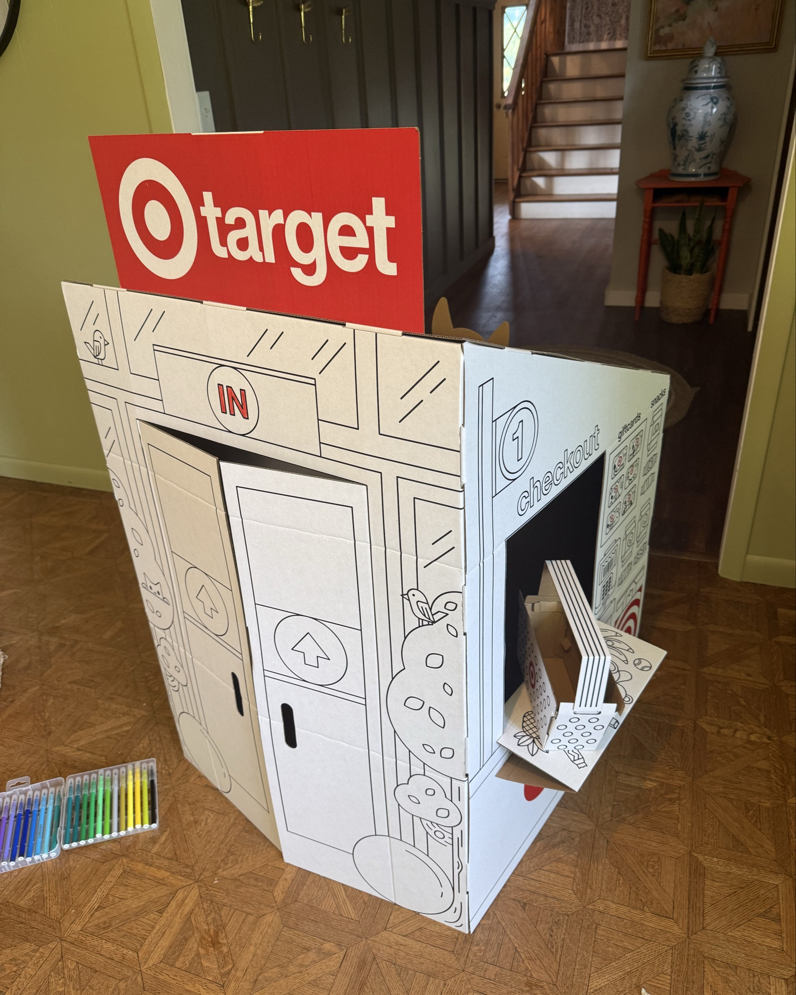 Target cardboard playhouse to color your own! 
#diy #colorme #target 

#LTKKids #LTKFindsUnder50 #LTKFamily