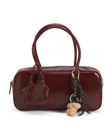 Medium Shoulder Bag With Long Handles And Hanging Charm | TJ Maxx