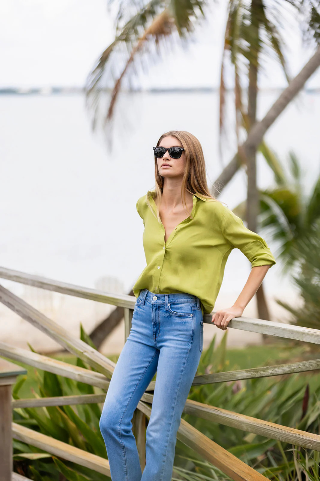 Halsey Linen Shirt - Pear | Julia Amory