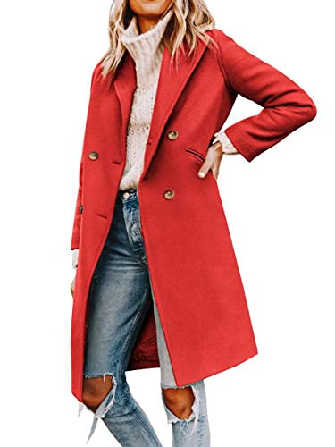 Yousify Wool Coats for Women Red Coat Women Double Breasted Pea Coats for Women Long Winter Coats 2025 | Amazon (US)