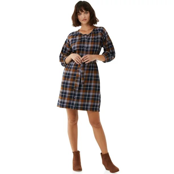 Free Assembly Women's Shirred Shirtdress | Walmart (US)